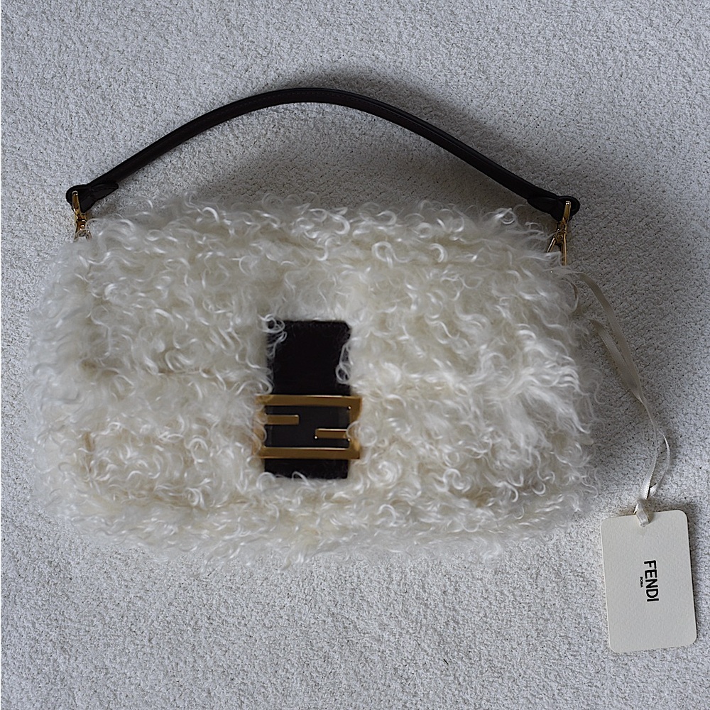 RARE Fendi Fur Effect Mohair Wool Medium Baguette